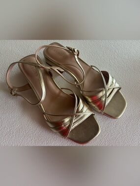 Talbots Gold Strappy Slingback Sandals Size 8